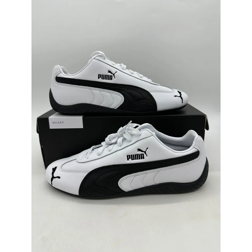 PUMA Speedcat Leather Men's size 12 White Black Athletic Shoes 401603 02